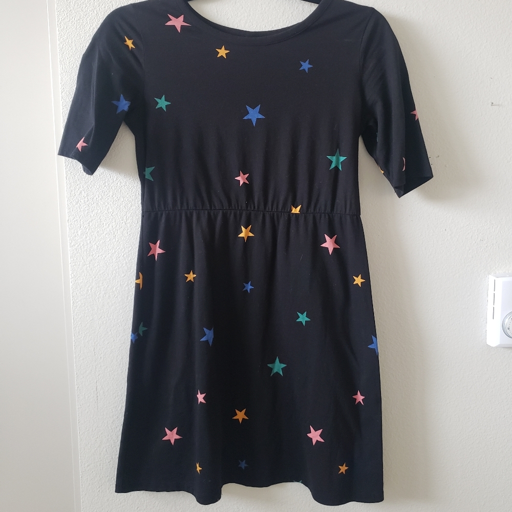 Old Navy Girls Black with Stars Skater Dress Size Large